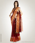 MSO-5584 Maroon & Gold Pure Dupion Silk Saree