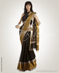 MSO-5596 Black & Gold Pure Dupion Silk Saree