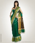 MSO-5601 Green & Gold Pure Dupion Silk Saree