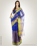 MSO-5955 Blue & Gold Pure Organza Silk Saree