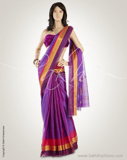 MSO-5958 Purple & Multi Pure Silk Kota Saree