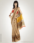 MSO-6672 Beige & Multi Blended Tussar  Saree