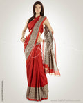 MSO-6677 Red & Black Blended Tussar  Saree