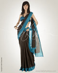MSO-6679 Black & Blue Blended Tussar  Saree