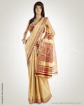 MSO-6754 Beige & Maroon Blended Tussar  Saree