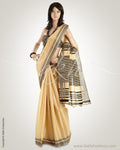 MSO-6755 Beige & Black Blended Tussar  Saree