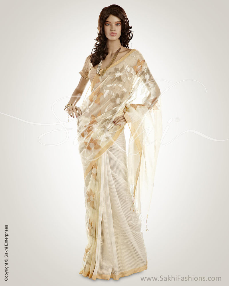 MSO-6792 White & Gold Pure Matka silk Saree