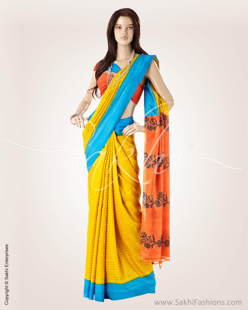 MSO-718 - Multi & Mustard Pure Silk Saree