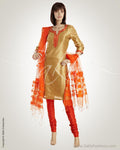 MSO-7715 Beige & Orange Brocade Salwar