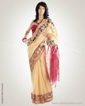 MSO-8395 - Cream & Pink Silk & Cotton Saree
