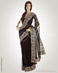MSO-9956 - Black Pure Georgette Silk Saree