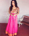 EDPQ-22704 - Peach & Green Silk & Cotton Dress
