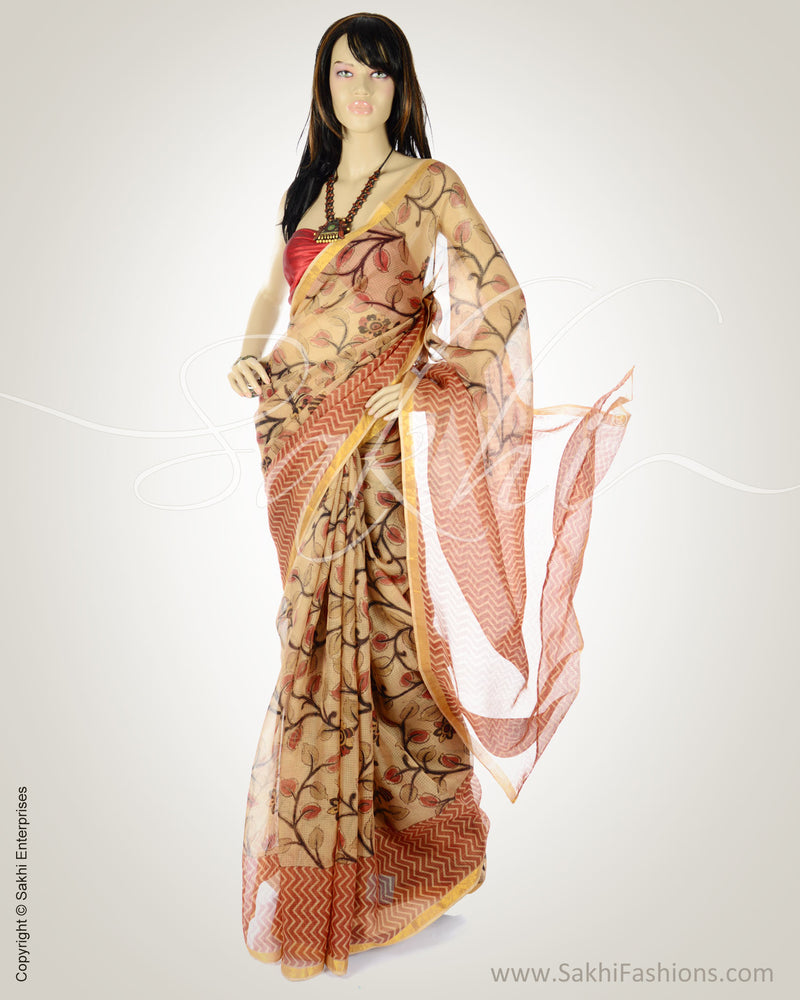 BGM-AA6 Rust & Black Silk Kota Saree
