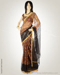 BGM-AA7 Beige & Black Silk Kota Saree