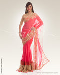 PG3-0001 Peach Chiffon Sari