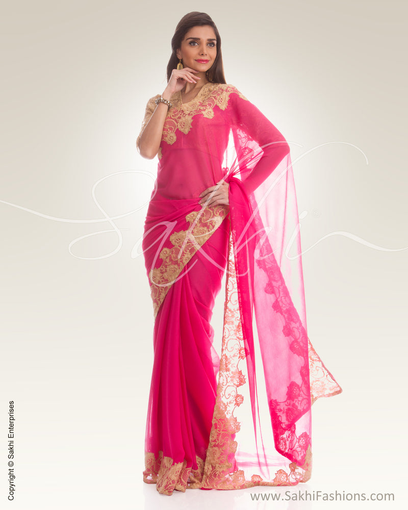 PG3-0002 Pink Chiffon Saree