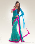 PG3-0003 Blue & Green Chiffon Saree