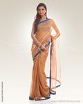 PG3-0004 Orange & Blue Crushed Tissue Saree
