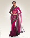 PG3-0006 Pink & Black Banarasi Net Saree