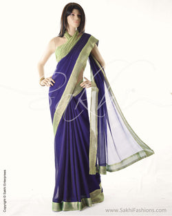 PG3-0008 Blue & Green Chiffon Saree