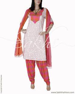 RTO-2519 - Pink & Beige Pure Cotton Chudidhar