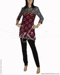 RTO-3680 - Grey & Maroon Pure Cotton Top