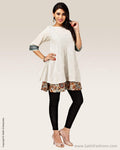 RTP-11855 - White & Green Pure Cotton Top