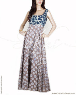 RTP-17571 - Grey & Blue Pure Cotton Dress