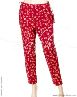 RTP-19168 - Red & Cream Pure Cotton Narrow Pant