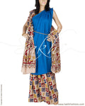 RTQ-19404 - Blue & Beige Pure Cotton Duppatta