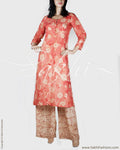 RTP-19648 - Peach & Beige Pure Silk Kurthi