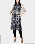 RTP-20648 - Black & Grey Pure Silk Kurthi