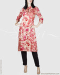 RTP-20951 - Pink & Beige Pure Silk Kurthi