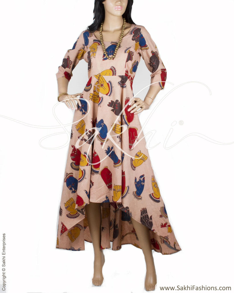 RTP-21023 - Beige & Multi Pure Cotton Kurtha
