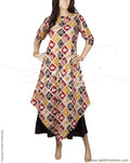 RTP-21190 - Beige & Multi Pure Cotton Top