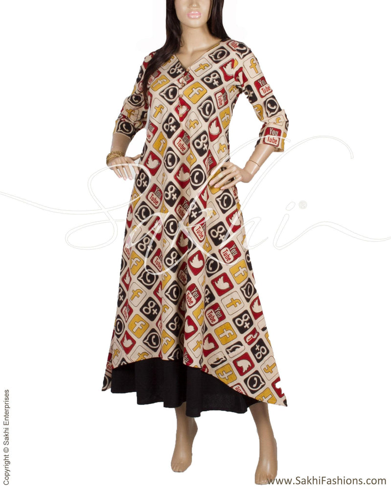 RTP-21191 - Beige & Multi Pure Cotton Top