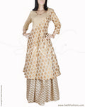 RTP-23798 - Beige & Gold Silk & Cotton Kurtha