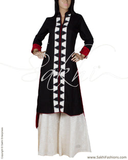 RTP-24261 - Black & White Pure Cotton Kurtha