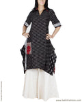 RTP-24272 - Black & Grey Pure Cotton Kurtha