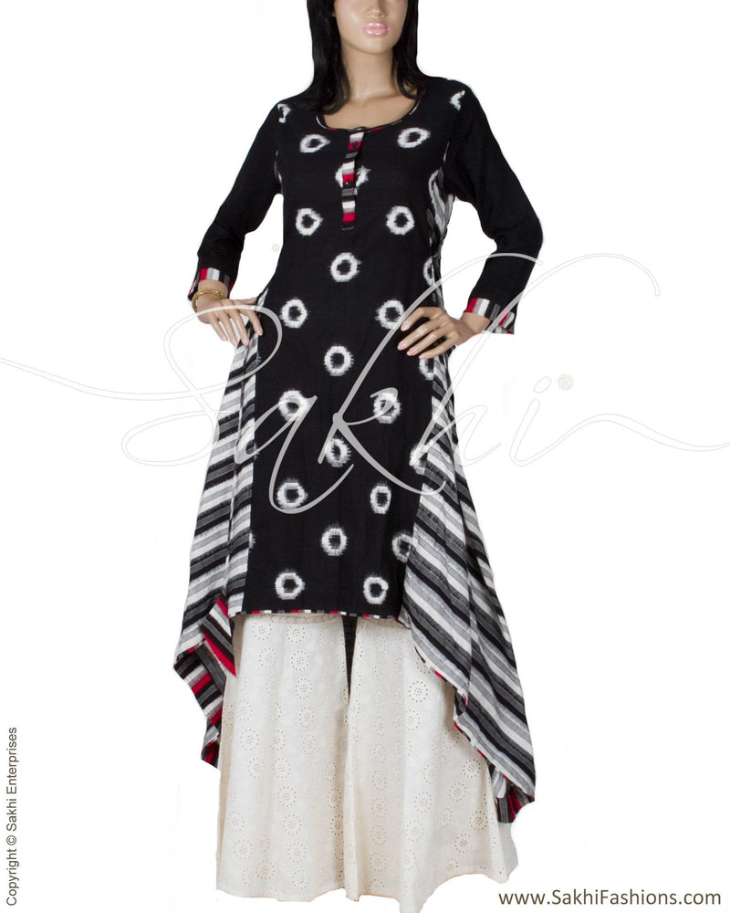 RTP-24291 - Black & Grey Pure Cotton Kurtha