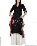 RTP-24321 - Black & Red Pure Cotton Kurtha