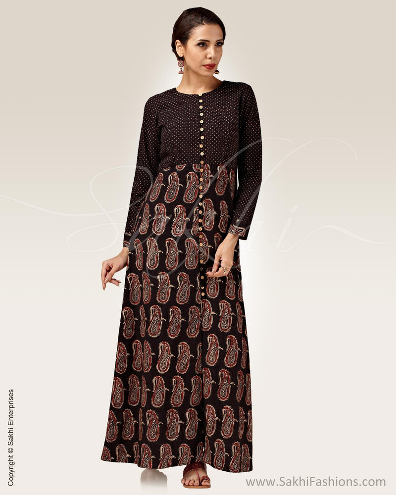 RTP-9084 - Black & Beige Pure Cotton Kurtha
