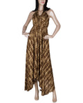 RTQ-1208 - Brown & Beige Lycra Dress