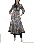 RTQ-12387 - Beige & Multi Pure Cotton Silk Dress