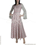 RTQ-12408 - Cream & Grey Pure Cotton Dress