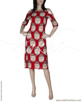 RTQ-13863 - Maroon & Beige Pure Cotton Dress