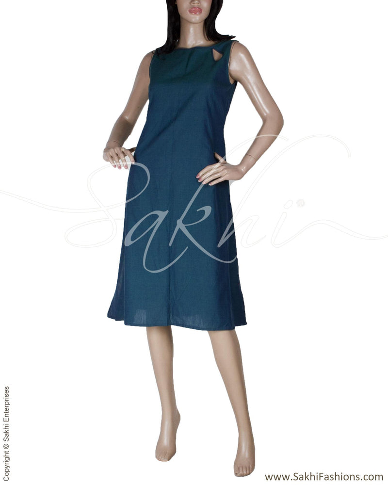 RTQ-13899 - Blue & Blue Pure Cotton Dress