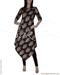 RTQ-14498 - Black & Beige Pure Cotton Kurtha