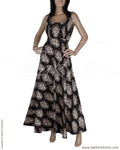 RTQ-14507 - Black & Beige Pure Cotton Dress