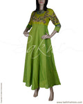 RTQ-14556 - Green & Multi Pure Cotton Dress